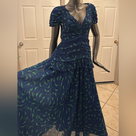 Self-Portrait Blue and Green Maxi Dress - Picture 7 of 11